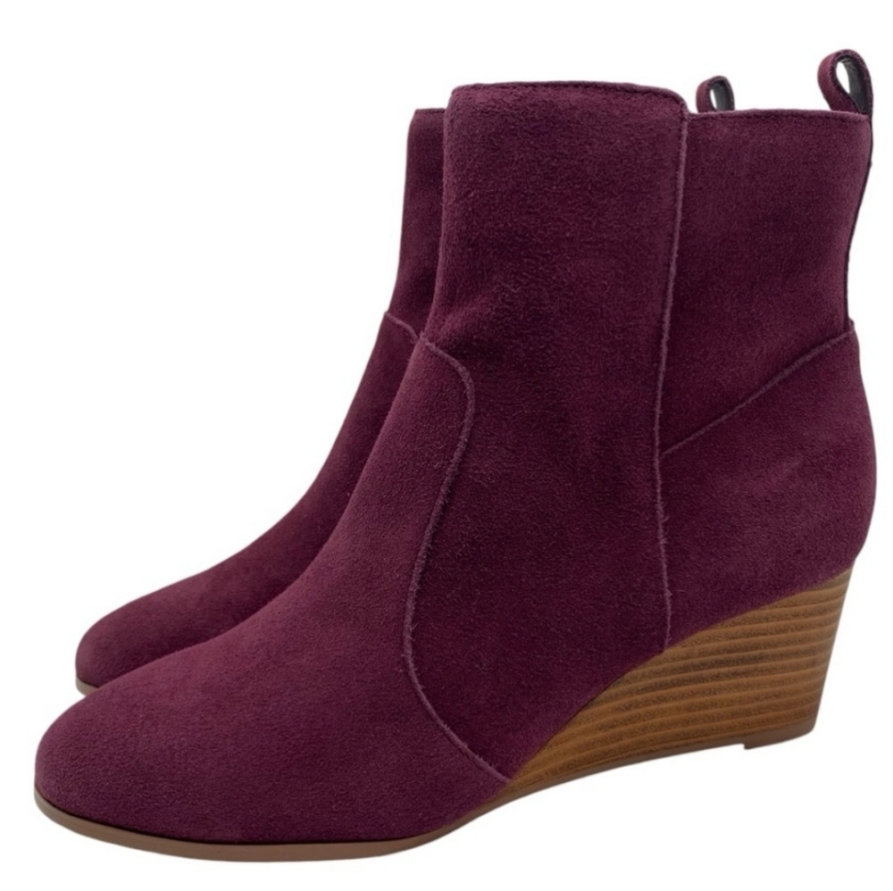 *New* Violet & Red Leather Suede Wedge Boot
